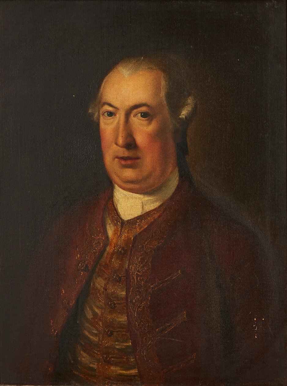 Puolipitkä muotokuva herrasmiehestä brodeeratussa takissa ja liivissä (öljy kankaalle) tekijältä David (follower of) Martin