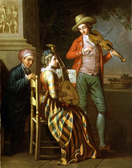 A Napolitan Music Party, n. 1775 (öljy kankaalle) tekijältä David Allan