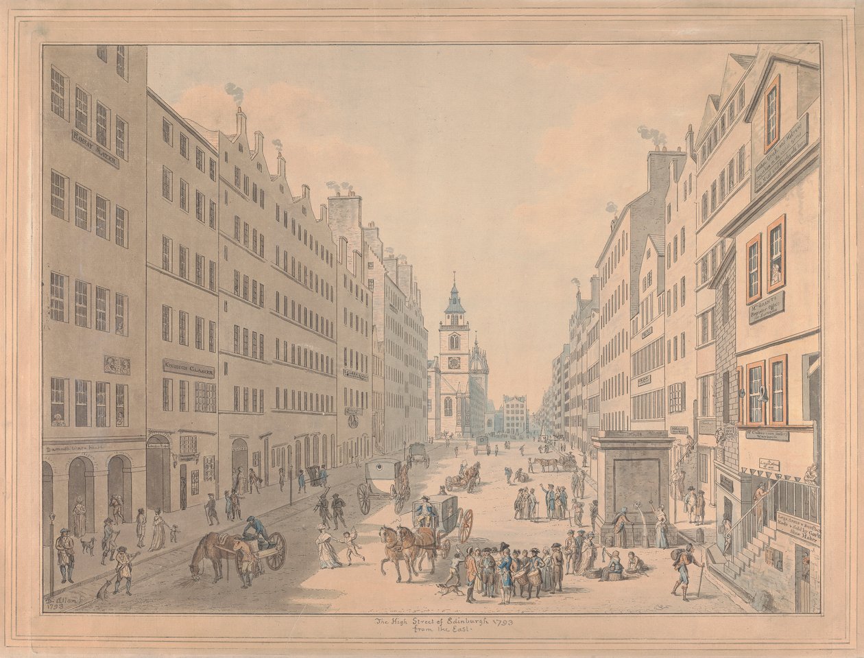 Edinburghin High Street idästä tekijältä David Allan