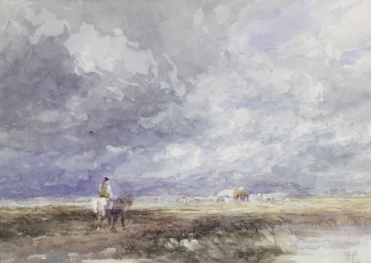 Menossa Hayfieldiin, n. 1855 (musta liitu ja akvarelli paperille) tekijältä David Cox