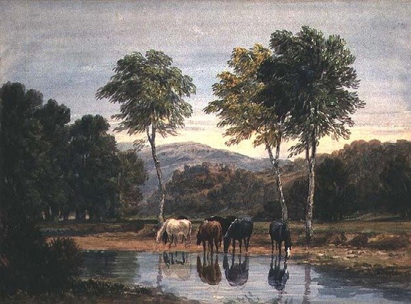 Goodrich Castle (watercolor sa papel)finn tekijältä David Cox