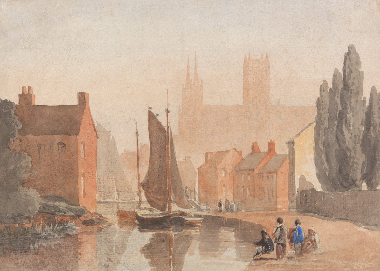 Lincolnin katedraali Brayford Poolin näkökulmasta tekijältä David Cox
