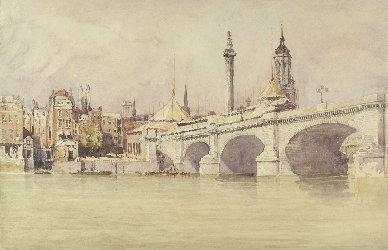 London Bridge, 1831 (wc, vartaloväri grafiitin päällä paperilla) tekijältä David Cox