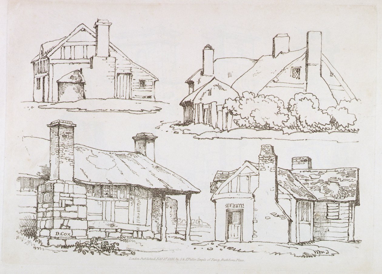 Levy 3 julkaisusta Progressive Lessons on Landscape for Young Beginners, 1816 (pehmeän maan etsaus) tekijältä David Cox