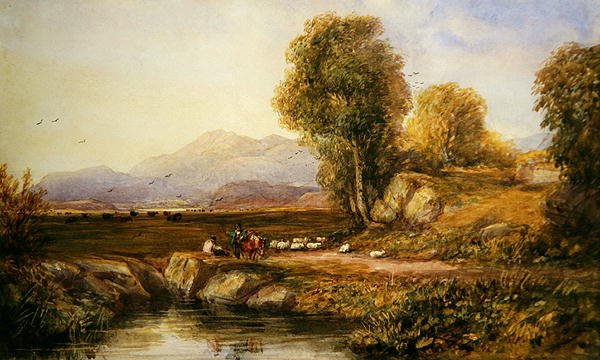 Vale of Conwy (akvarelli paperille) tekijältä David Cox