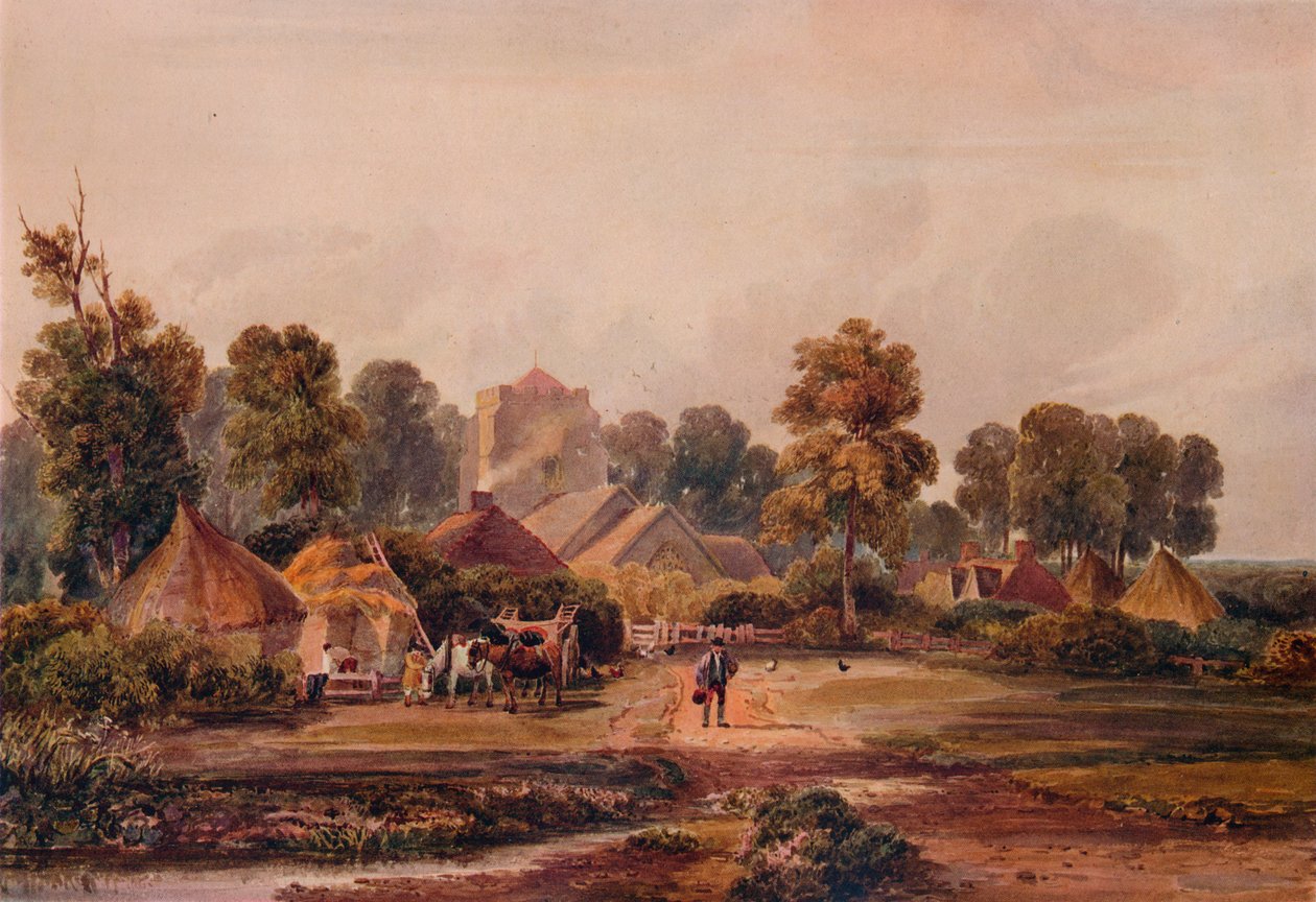 Worcestershiren maatila, vuodelta 1848 tekijältä David Cox the elder