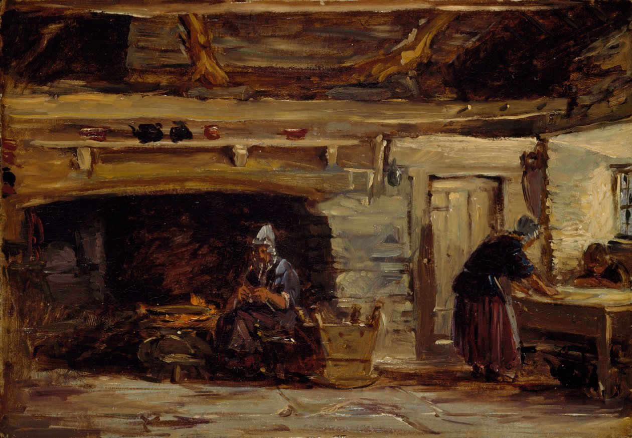 Cottage Interior, Trossavon lähellä Bettws-y-Coedia, 1844-1847. tekijältä David Cox the elder