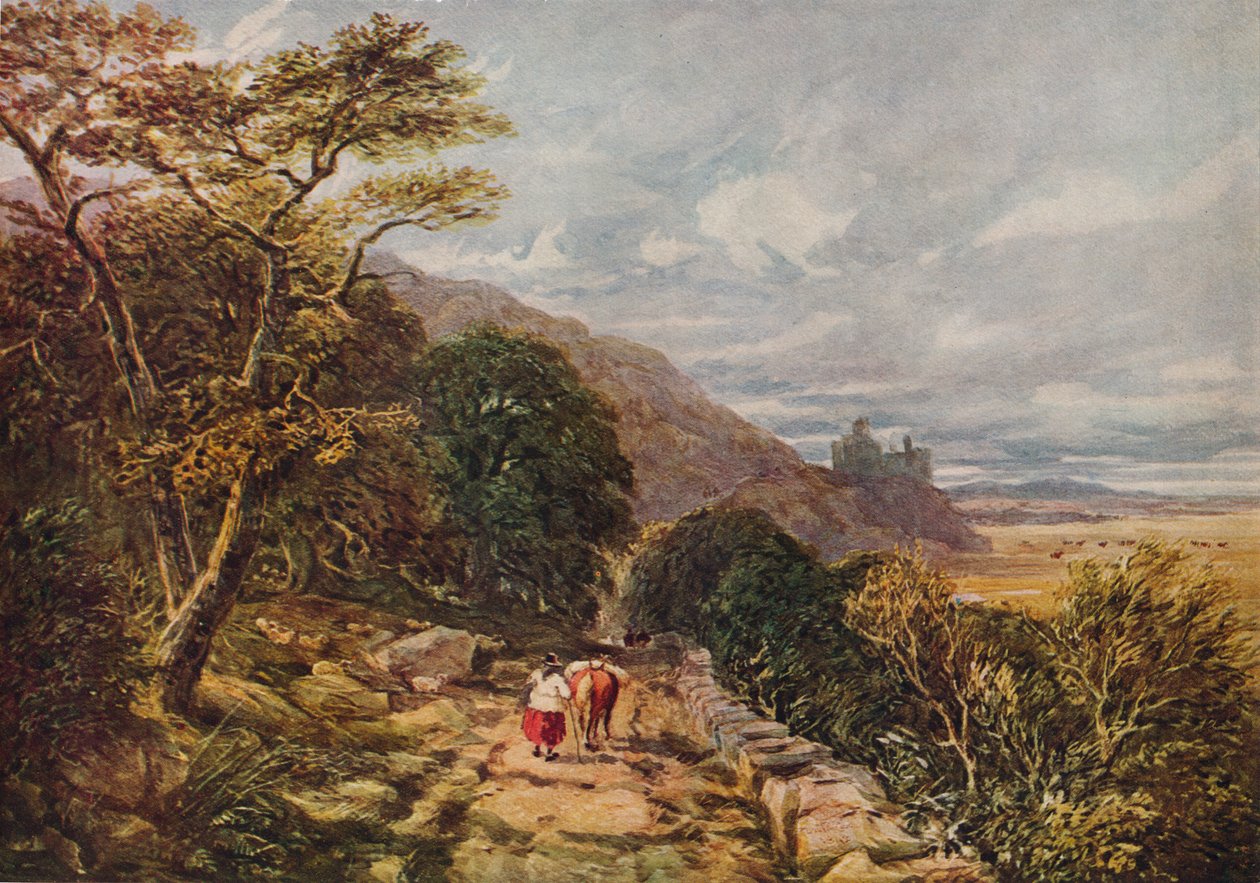Maaseutupolku, joka johtaa Harlechin linnaan, 1800-luku, 1938 tekijältä David Cox the elder