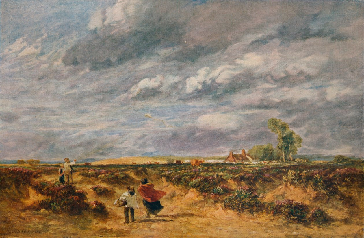 Leijan lentäminen, tuulinen päivä, 1851 tekijältä David Cox the elder