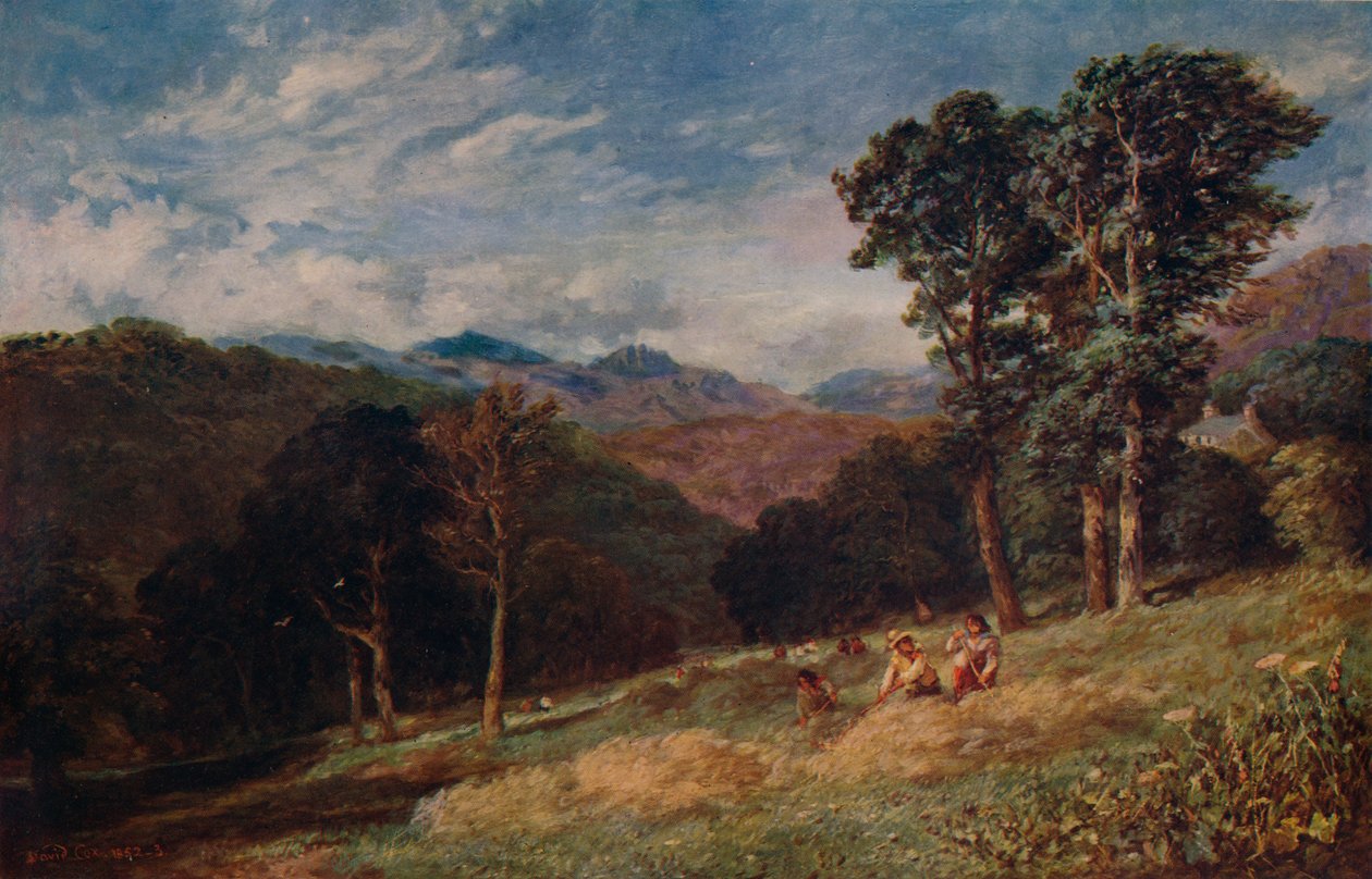 Heinänteko, lähellä Conwayta, vuodelta 1852 tekijältä David Cox the elder