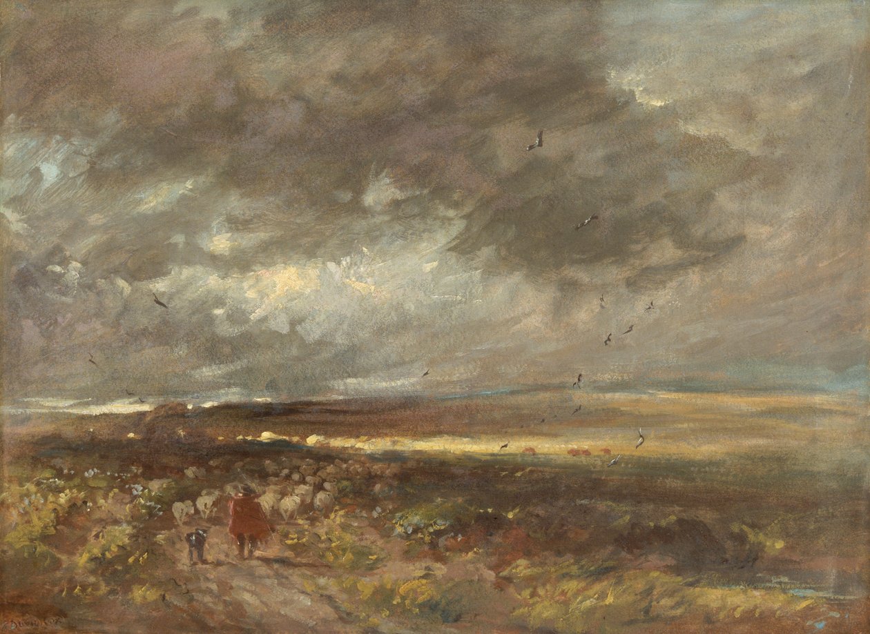 Moorland maisema: paimen ja lammas, c1810. tekijältä David Cox the elder