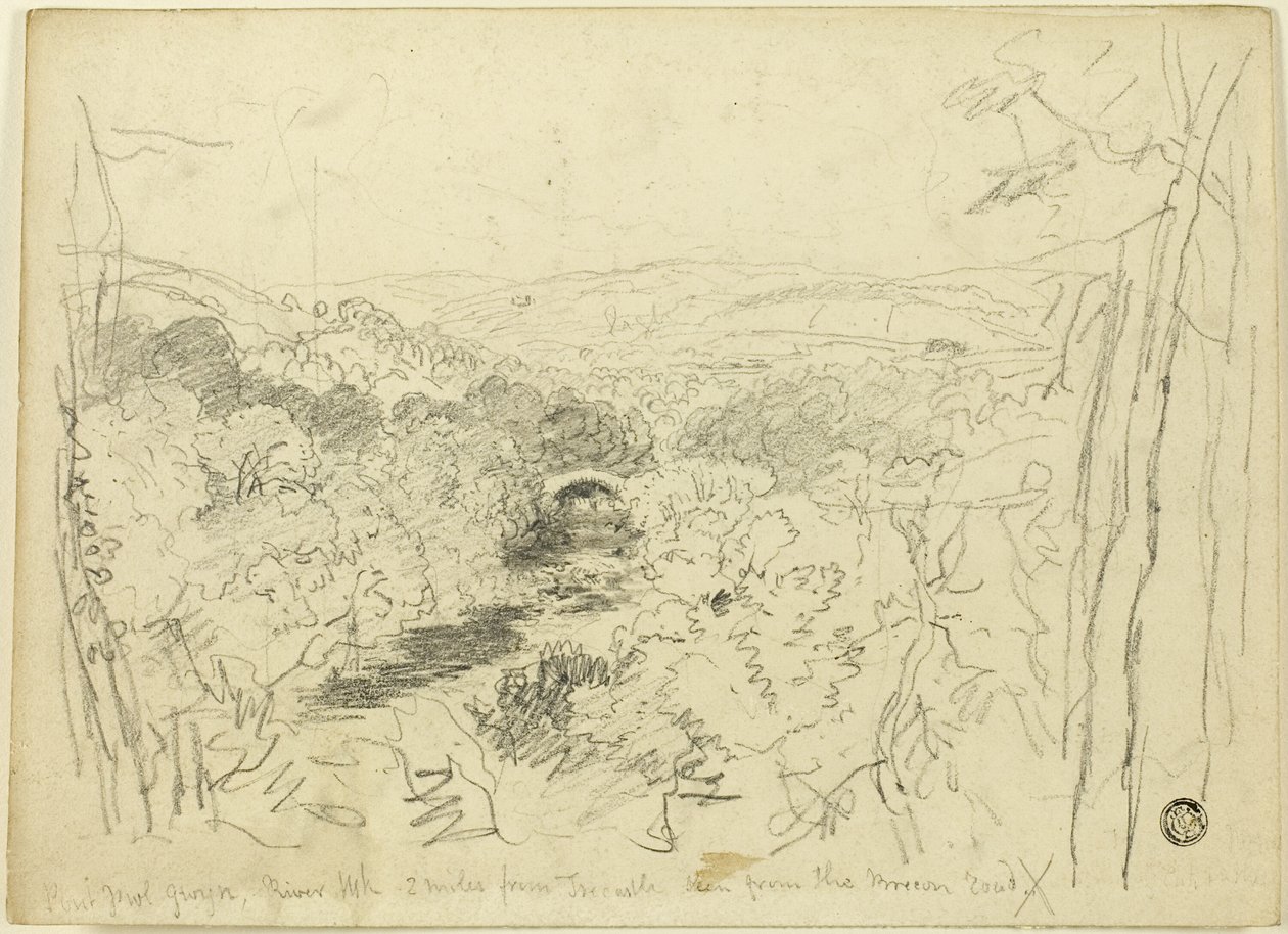 Pont Pwl Gwyn, Usk-joki tekijältä David Cox the elder