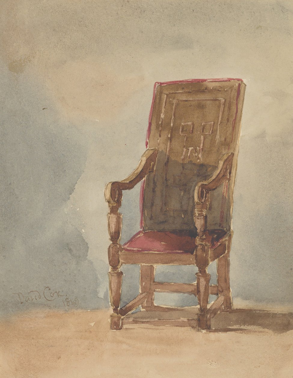 Tutkimus antiikkisesta nojatuolista, 1849. tekijältä David Cox the elder