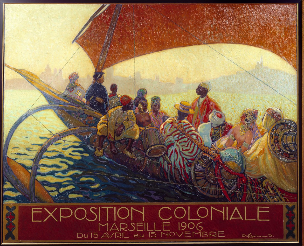 Kolonialismi: juliste Marseillen siirtomaavallankansalliseen näyttelyyn. David Dellepianen (1866-1932) juliste. 1906 Marseille, Musee de la Marine - Kolonialismi: David Dellepianen (1866-1932) juliste Marseillen kansalliseen siirtomaanäyttelyyn. 1906. tekijältä David Dellepiane