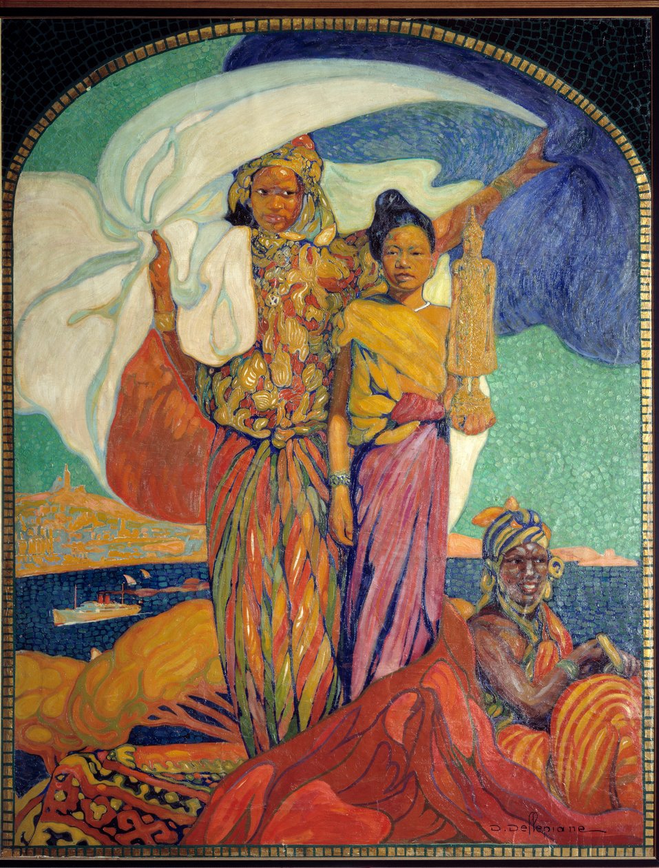 Kolonialismi: juliste Marseillen siirtomaavallankansalliseen näyttelyyn. David Dellepianen (1866-1932) juliste. 1922 Marseille, Merimuseo tekijältä David Dellepiane