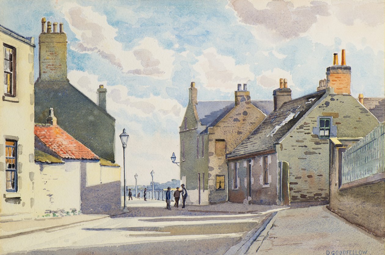 Ambrose Street, Broughty Ferry, 1900-luku (akvarelli) tekijältä David Goodfellow