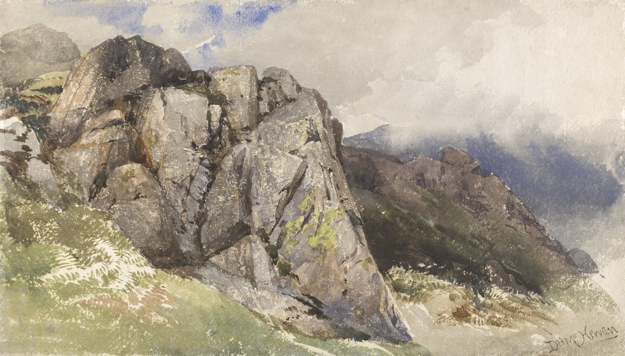Mountain Rocks (wc grafiitin päällä paperilla) tekijältä David Hall McKewan