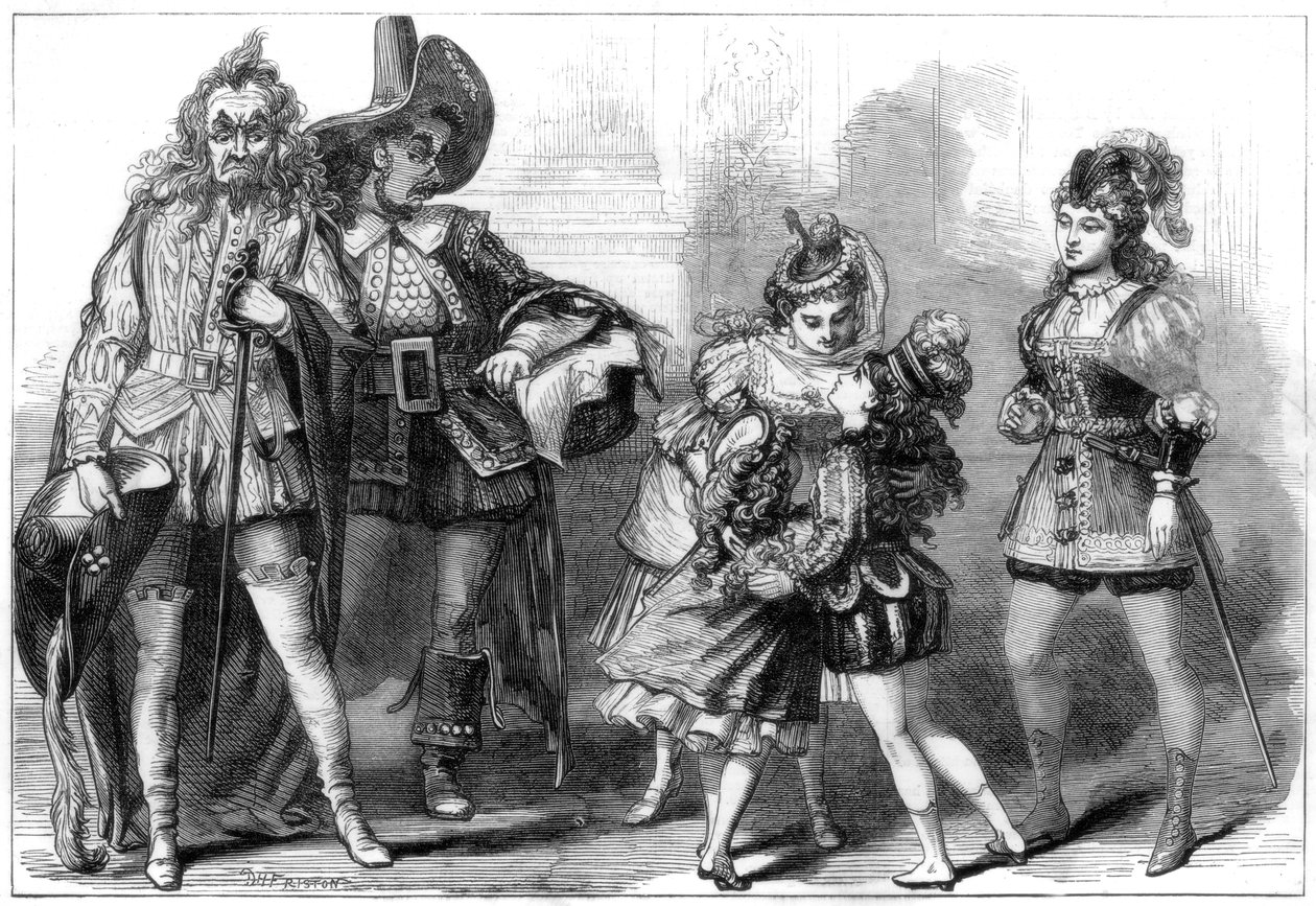 Kohtaus elokuvasta The Babes in the Wood, Covent Garden Theatre, Lontoo, 1875. tekijältä David Henry Friston