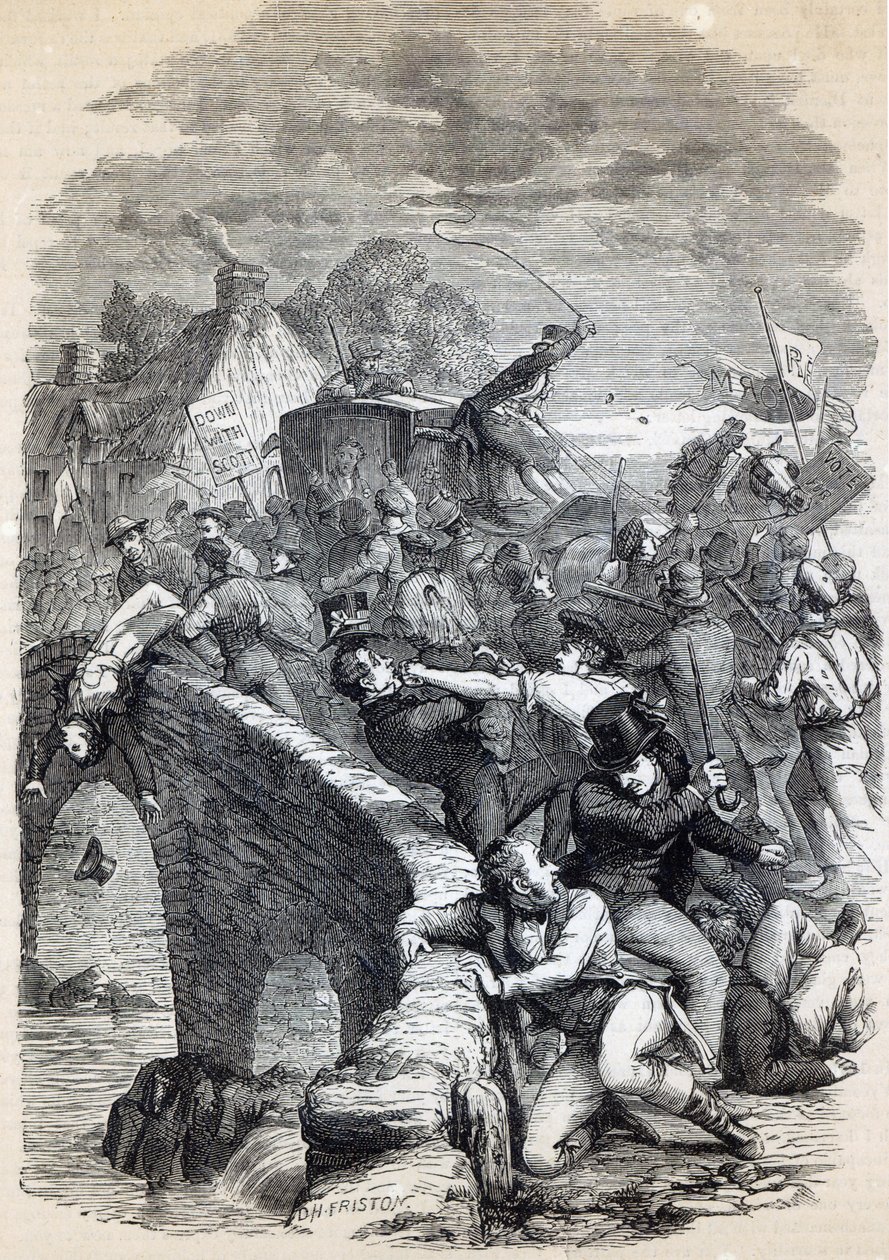 Election Riot at Hawick, 1837, kuvitus vuonna 1895 julkaistusta Cassell
