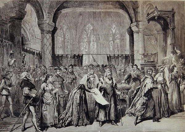 Kohtaus Charles Villiers Stanfordin elokuvasta The Canterbury Pilgrims tekijältä David Henry Friston