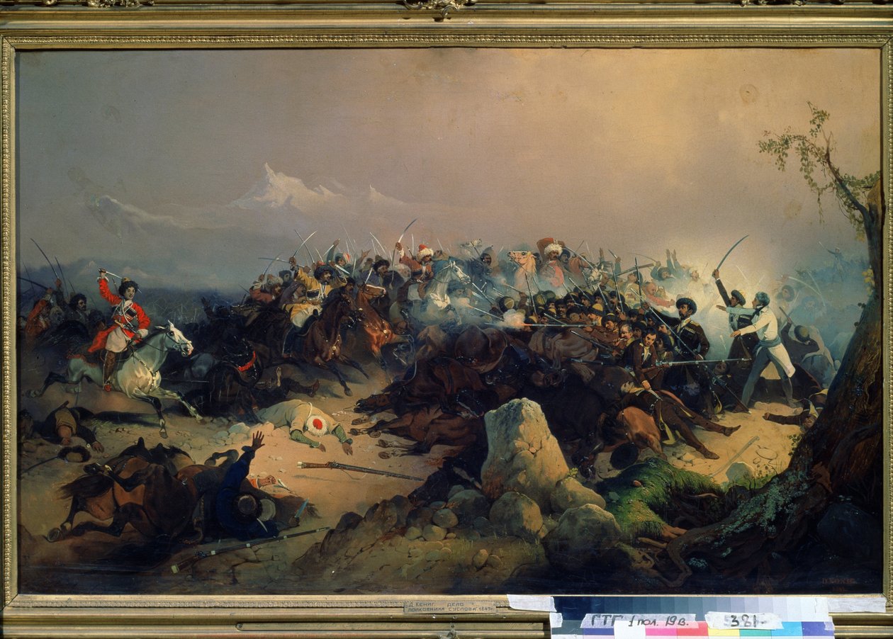 Venäjän ratsuväen tšerkessien hyökkäys 24. toukokuuta 1846 (Tšerkessien hyökkäys Venäjän ratsuväkeä vastaan ​​24. toukokuuta tekijältä David Johann Friedrch Koenig