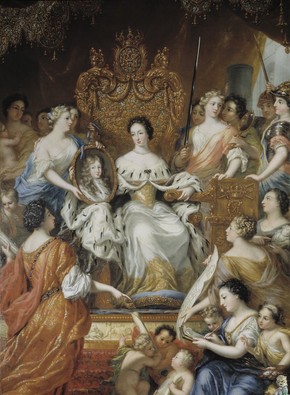Allegoria Ulrique Eleonoren hallitsijasta Tanskassa ja Norjassa, puhdas Suede Finlandin puoliso - Allegoria Ulrika Eleonoran regencysta Ruotsista (1656-1693), kirjoittanut Ehrenstrahl, David Kloecker (1629-1698). Öljy kankaalle, 17. vuosisadan loppu .. Kan tekijältä David Klöcker Ehrenstrahl