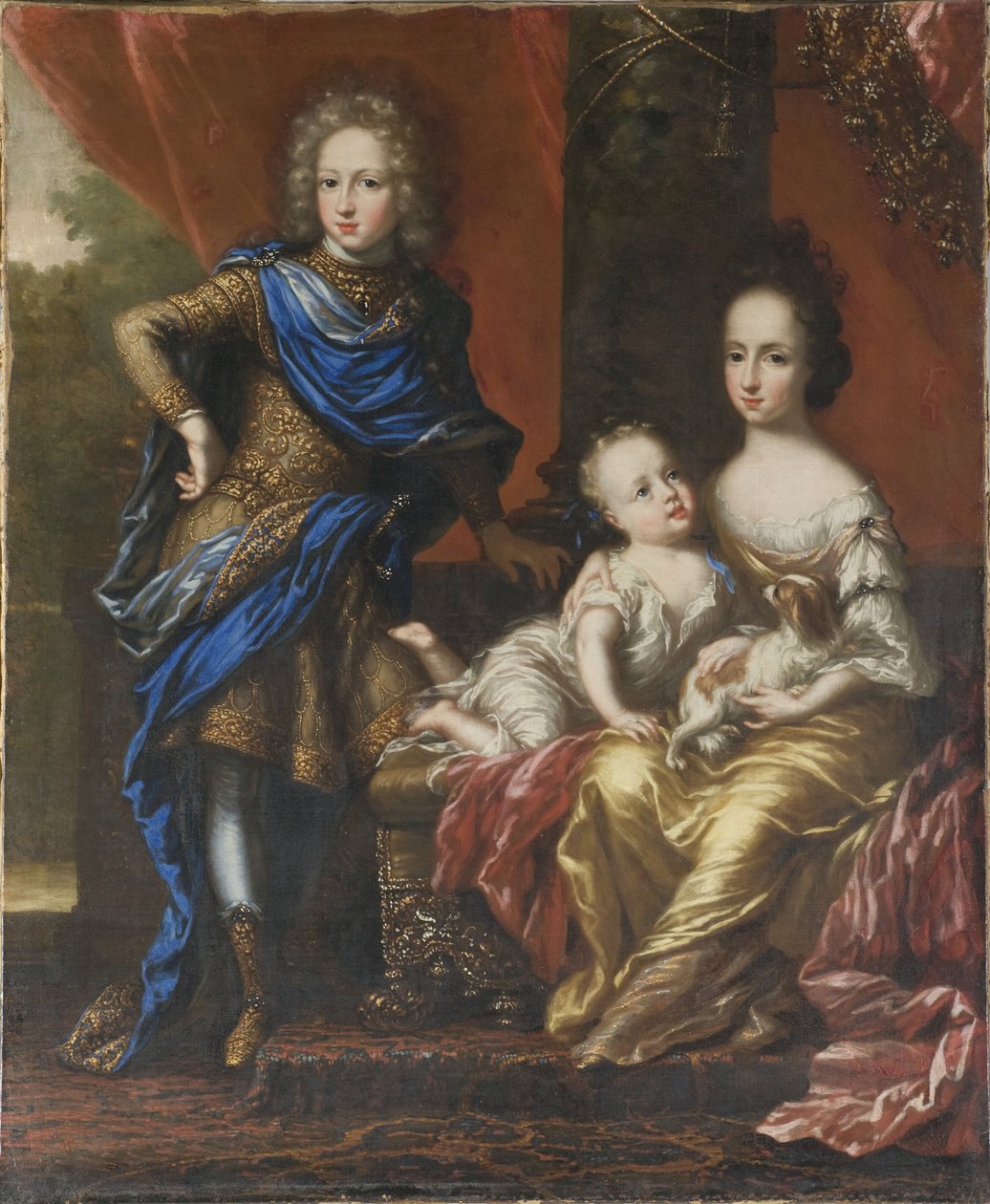 Kaarle XII, 1682-1718, Ruotsin kuningas, hänen sisarensa Hedvig Sofia, 1681-1708, Ruotsin prinsessa, Holstein-Gottorpin herttuatar, ja Ulrika Eleonora nuorempi, 1688-1741, Ruotsin kuningatar tekijältä David Klöcker Ehrenstrahl