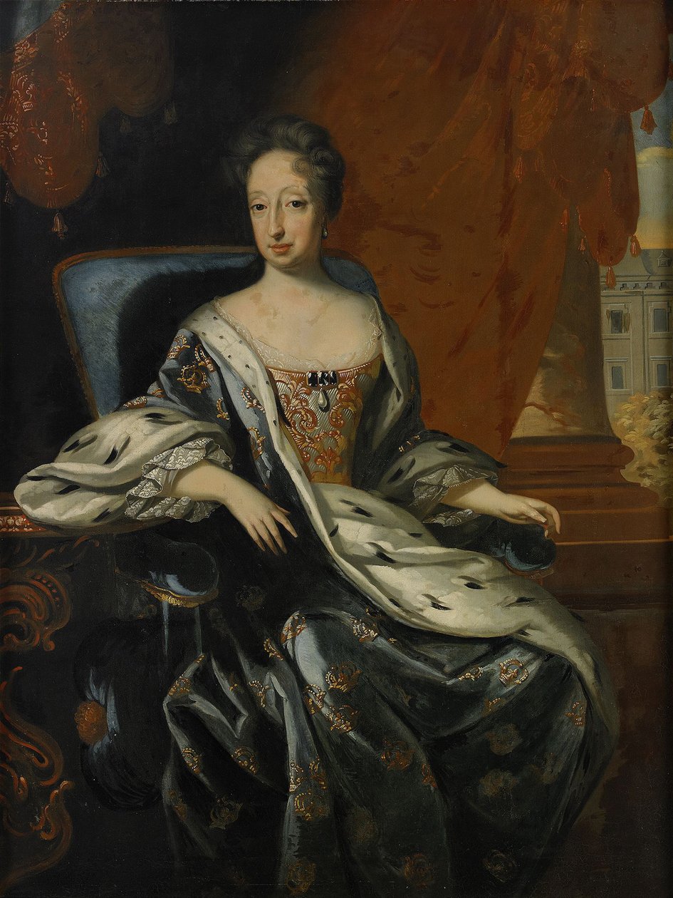 Muotokuva Hedvig Eleonorasta Holstein-Gottorpista 1636-1715, Ruotsin kuningatar tekijältä David Krafft von