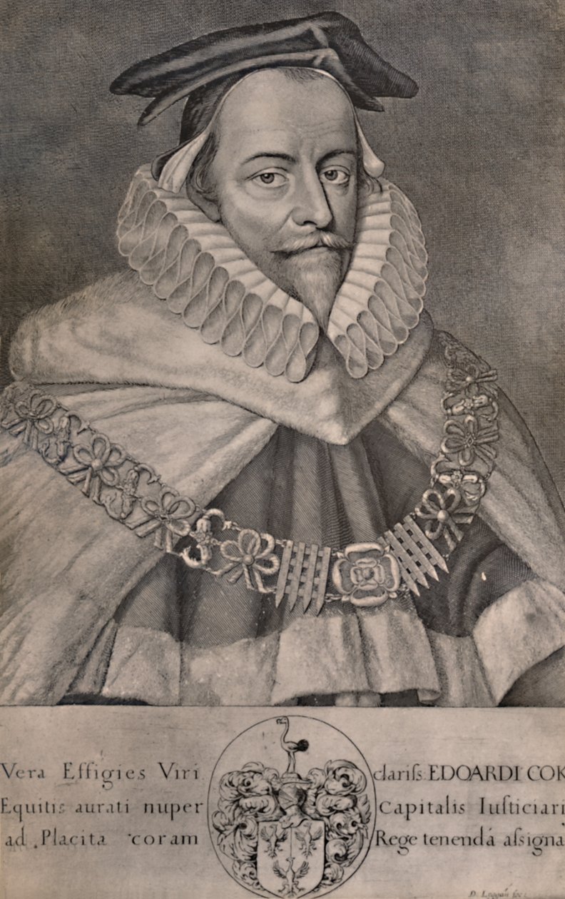 Sir Edward Coke, englantilainen lakimies, kirjailija ja poliitikko, c1666 1894 tekijältä David Loggan