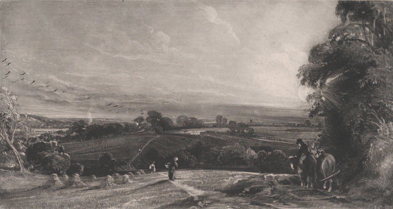 Syksyinen auringonlasku, 1830. tekijältä David Lucas