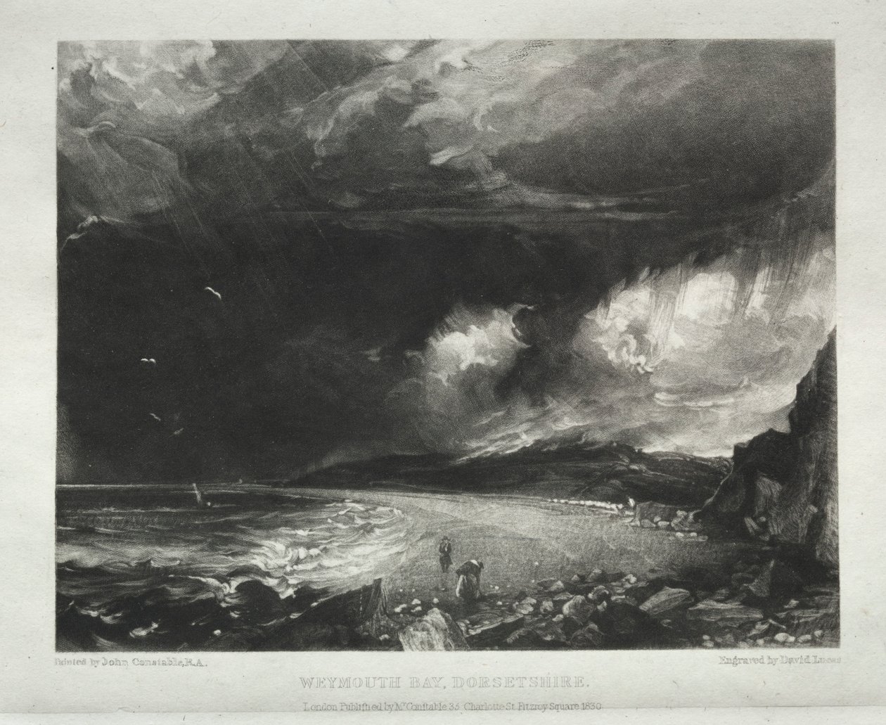 Erilaisia maisema-aiheita, tyypillisiä englantilaisille maisemille... Weymouth Bay, Dorsetshire, 1830. tekijältä David Lucas
