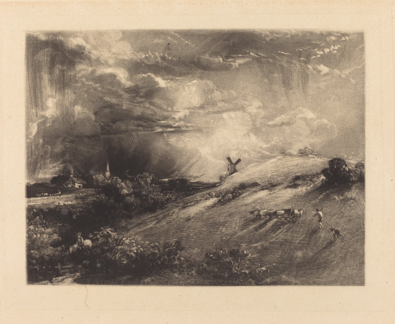 Kesäiltapäivä, suihkun jälkeen tekijältä David Lucas after John Constable