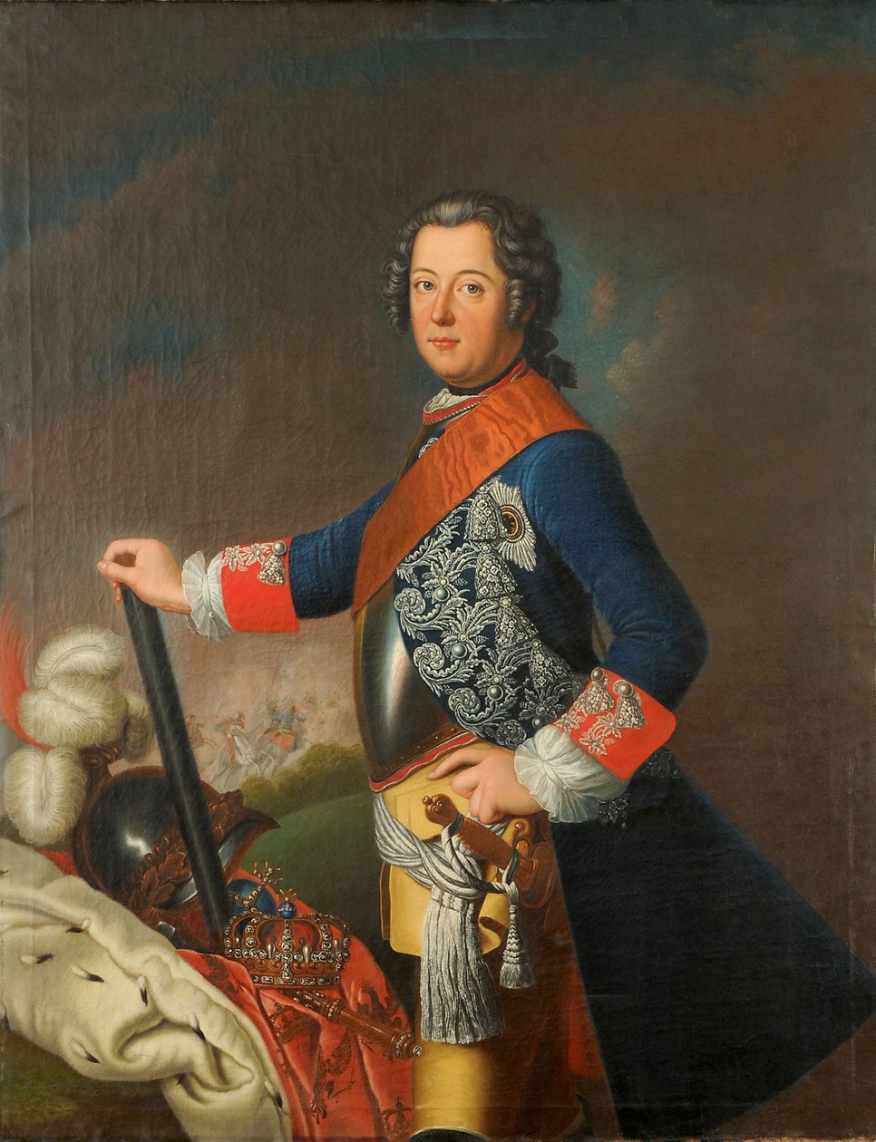 Muotokuva FREDERICK II:sta (1712-1786), joka tunnetaan nimellä Frederick Preussin suuri kuningas tekijältä David Matthieu