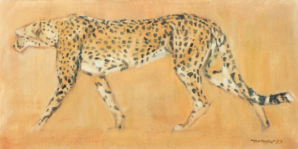 Cheetah Stalking, 2021 (öljy kankaalle) tekijältä David Mayer