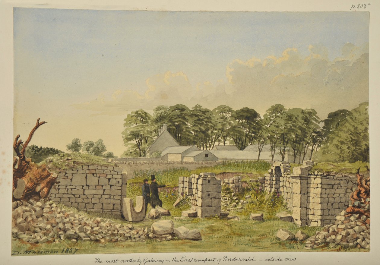 Birdoswaldin roomalaisen linnoituksen itäportti, 1857 tekijältä David Mossman