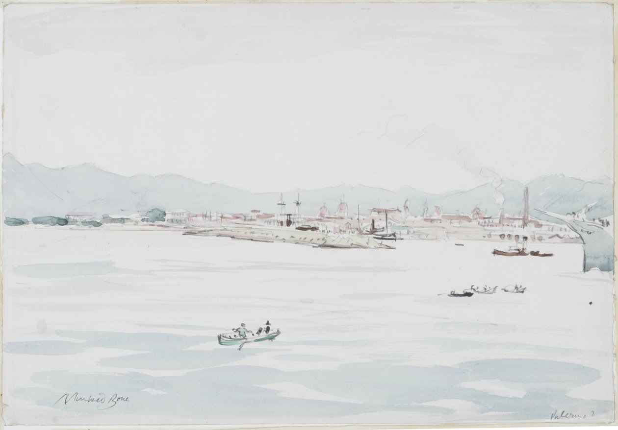 Palermo (lyijykynä ja vesiväri paperille) tekijältä David Muirhead Bone