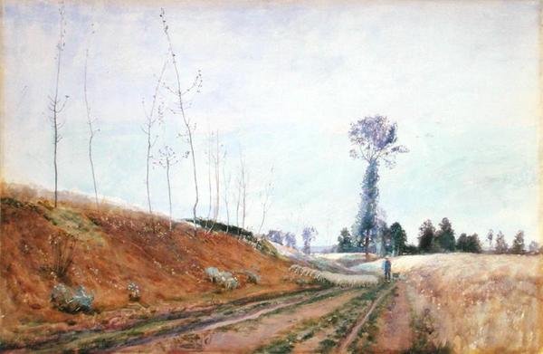 Tienvarsilaitume Picardiassa, n. 1887 (guassi paperille) tekijältä David Murray