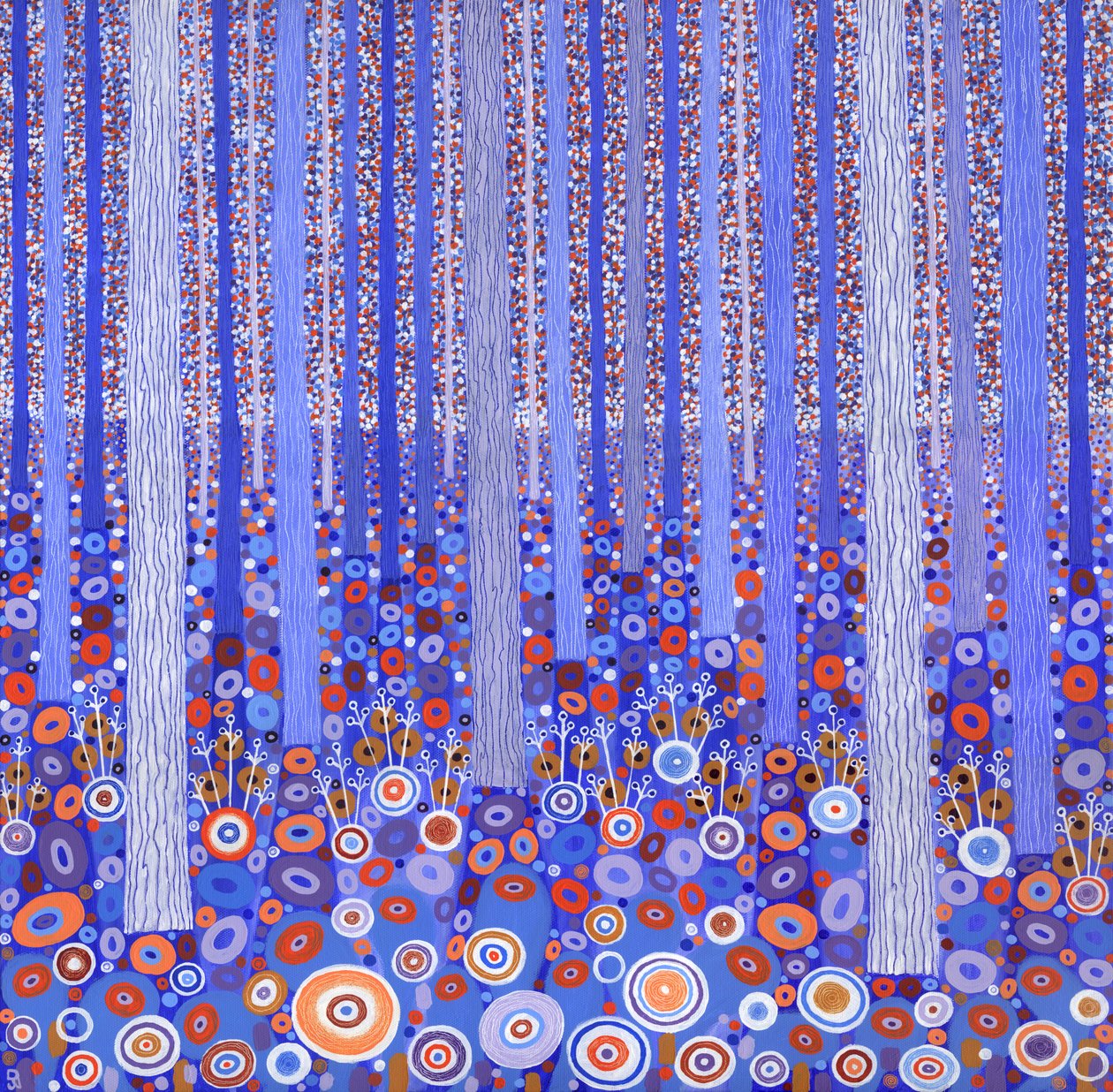 Sininen oranssi metsä, 2015 (akryyli kankaalle) tekijältä David Newton