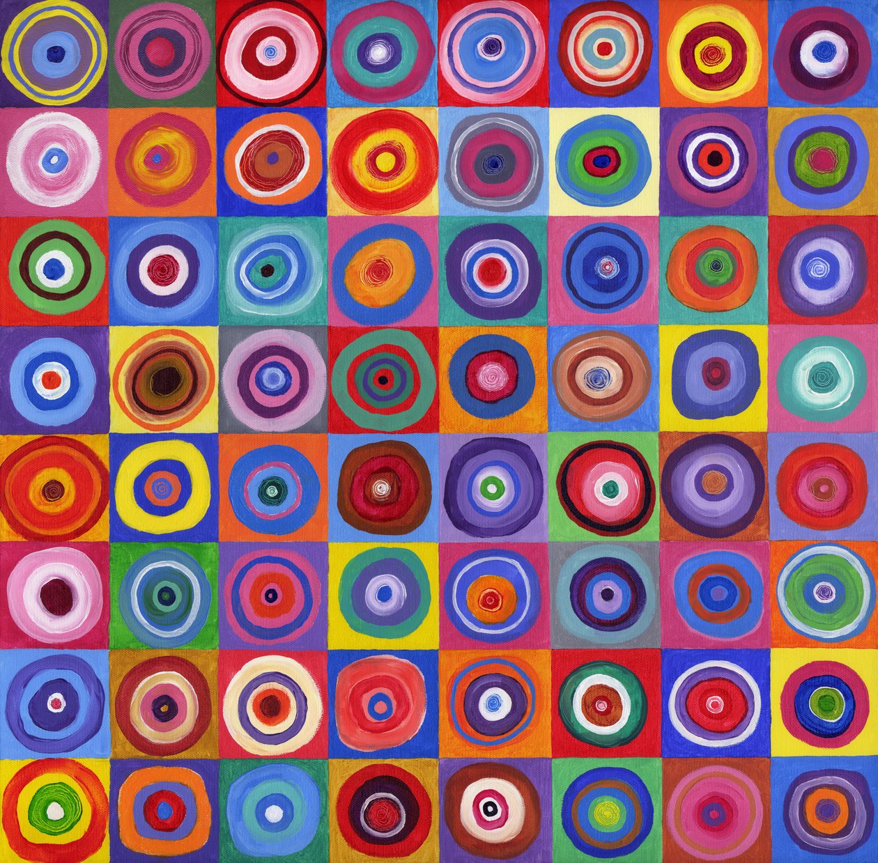 In Square Circle 64 Kandinskyn mukaan, 2012 (akryyli kankaalle) tekijältä David Newton
