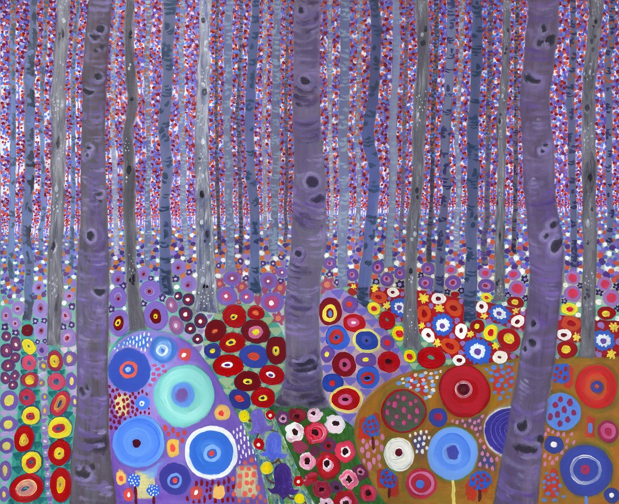 Klimtin metsä, 2010 (akryyli kankaalle) tekijältä David Newton