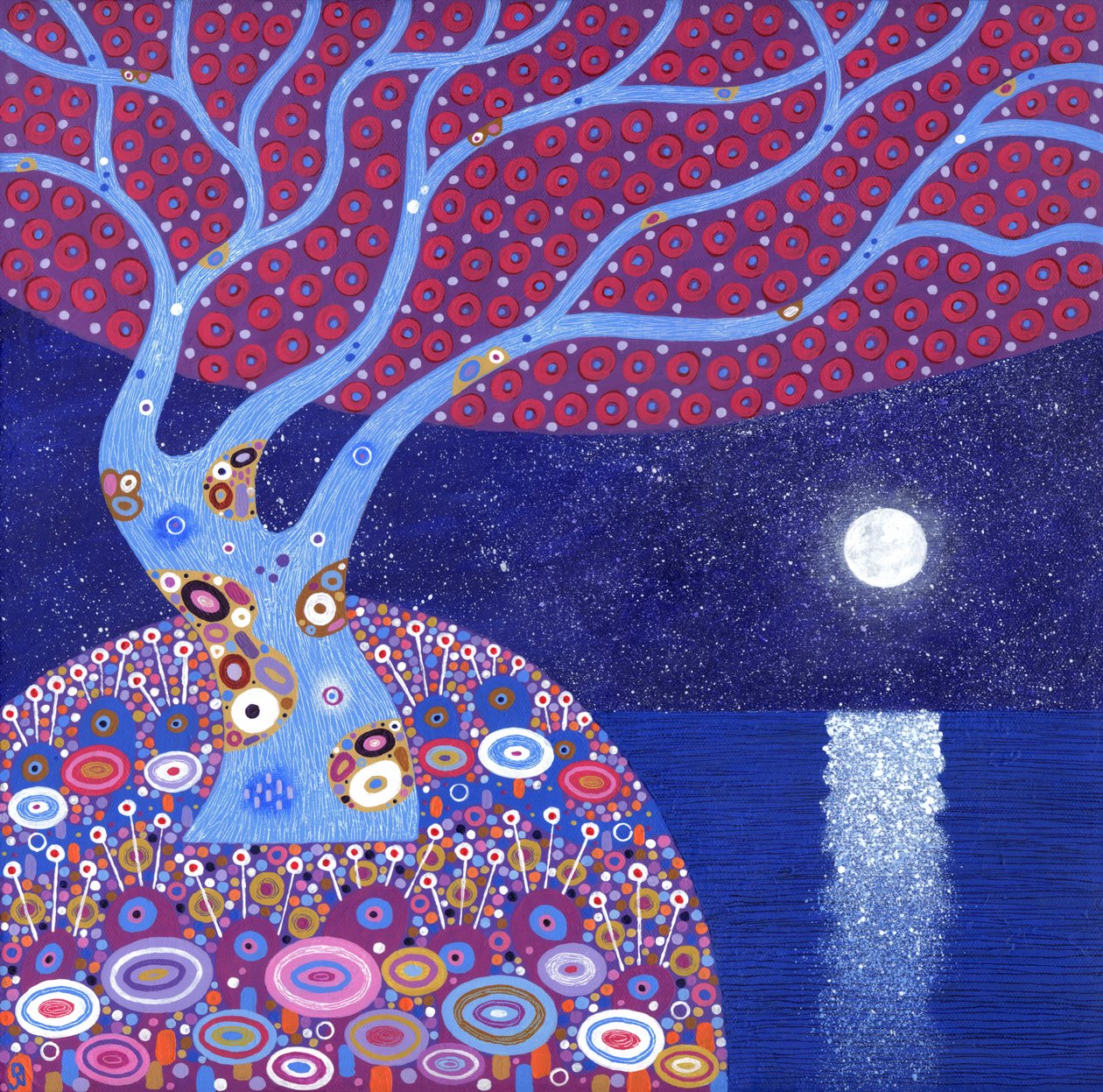 Keskiyön kuu, 2016 (akryyli kankaalle) tekijältä David Newton