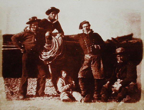 Kalastajat (suolapaperiprintti kalotyyppinegatiivista) tekijältä David Octavius and Adamson Robert Hill