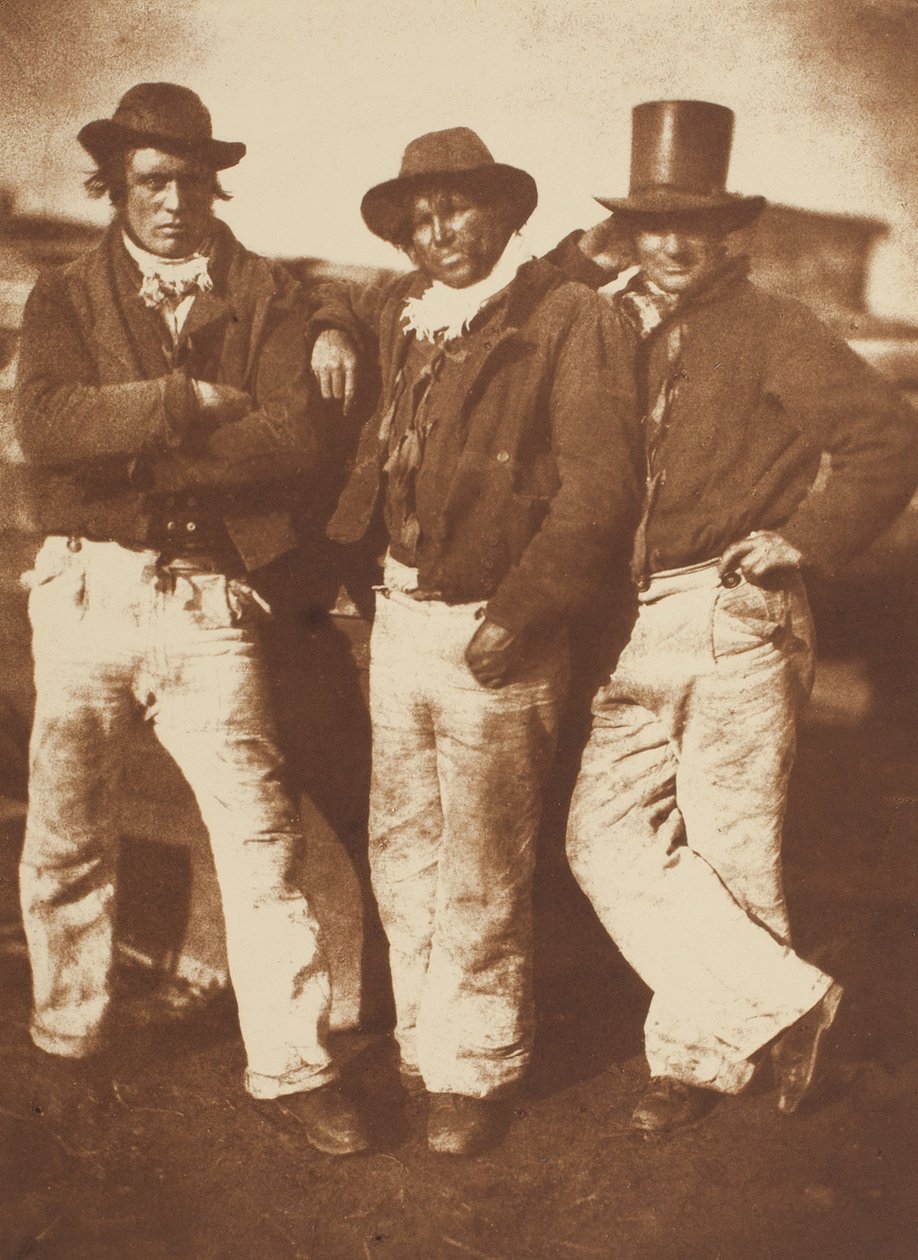 Alexander Rutherford, William Ramsay ja John Liston, Newhaven, 184347, painettu n. 1916. Tekijät: David Octavius Hill, Robert Adamson, Hill & Adamson. tekijältä Hill and Adamson