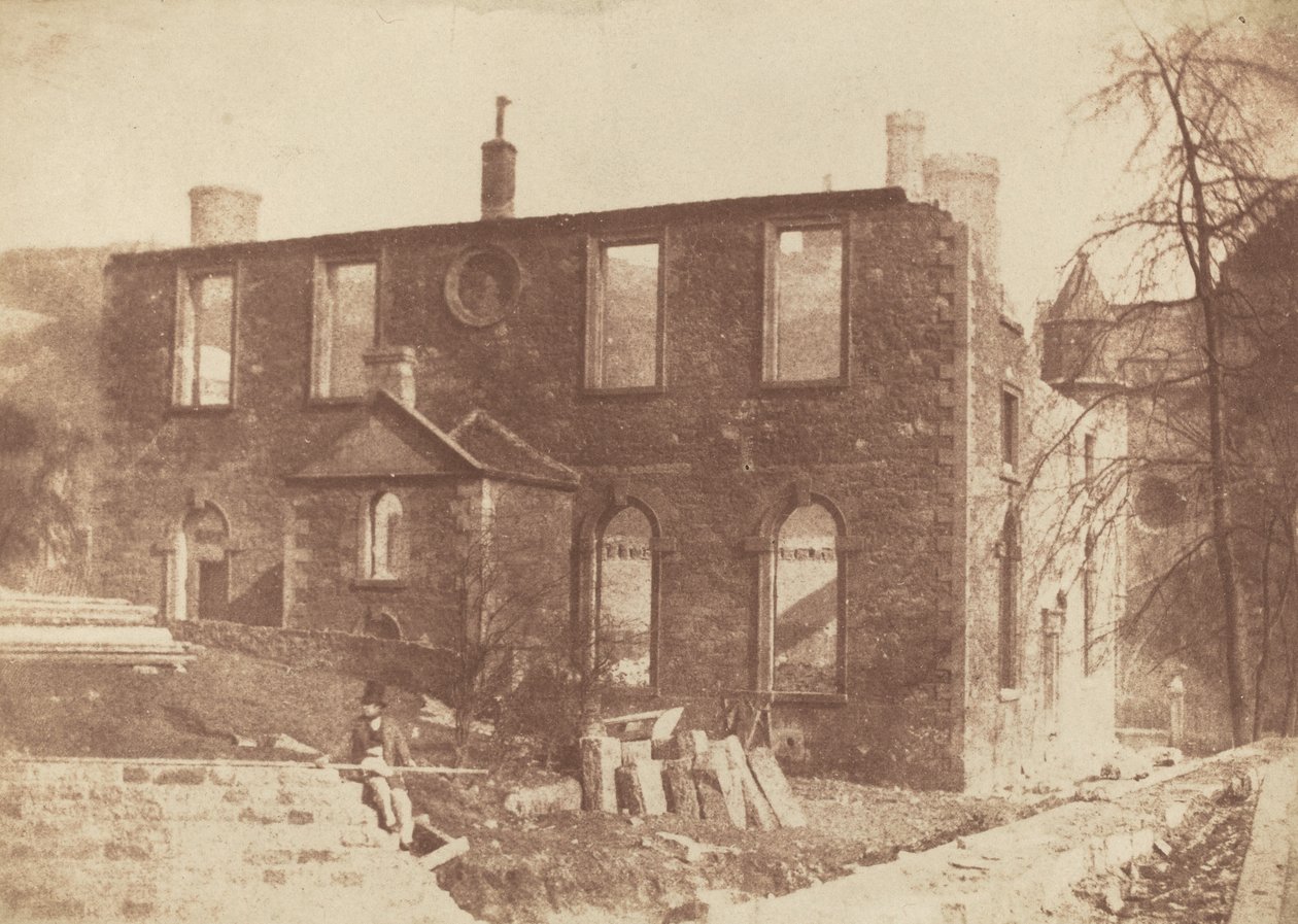 Lady Glenorchyn kappeli purkuvaiheessa, Waverleyn aseman paikalla, n. 1846. Tekijät: David Octavius Hill, Robert Adamson. tekijältä David Octavius Hill, Robert Adamson