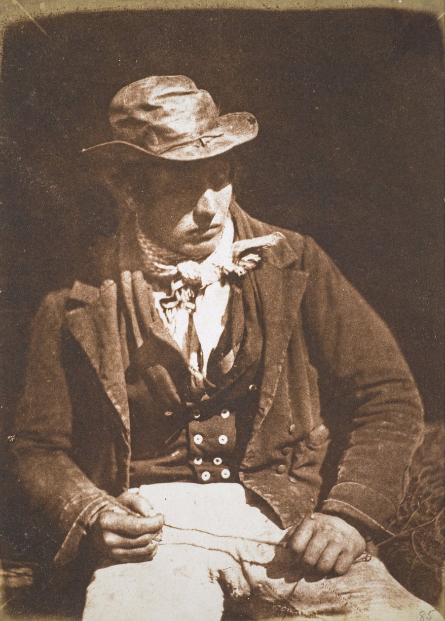 Willie Liston, "Linjan puhdistaminen tai valmistelu"; Newhavenin kalastaja tekijältä David Octavius Hill and Robert Adamson