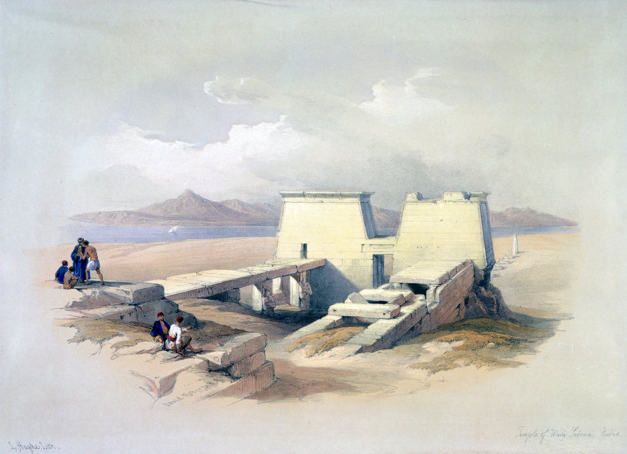 "Wady Sabouan temppeli, Nubia", 1800-luku tekijältä David Roberts, Louis Haghe