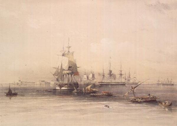 Approach to Alexandria, "Egypti ja Nubia", Vol.3 (litho) tekijältä David Roberts