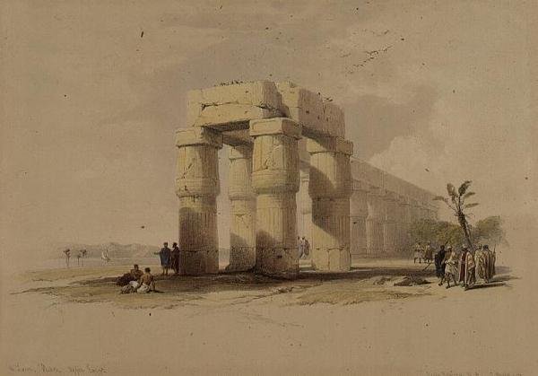 Luxorissa, Thebassa, Ylä-Egyptissä, kappaleesta "Egypt and Nubia", Vol.1 (litho) tekijältä David Roberts