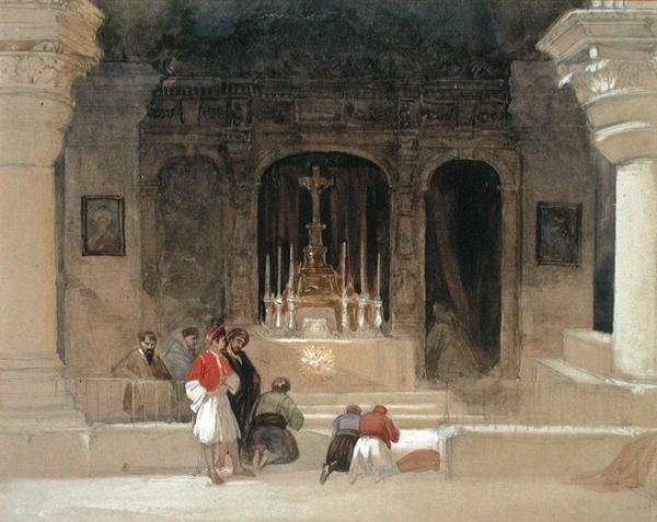 Pyhän Helenan kappeli, Pyhä hauta, Jerusalem, teoksesta "Pyhä maa" tekijältä David Roberts
