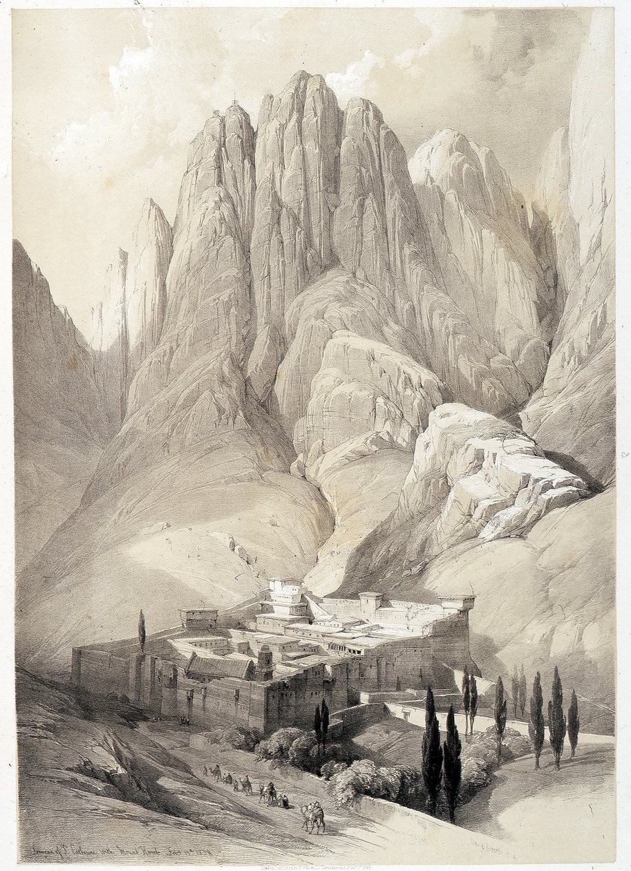 Pyhän Katariinan luostari, piirros tehty 19.2.1839 "Pyhässä maassa", Lontoossa 1849. tekijältä David Roberts